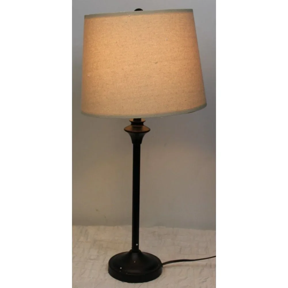 Modern Minimalist Table Lamp Black off White Canvas Classic Elegant 1 Bulb Shade